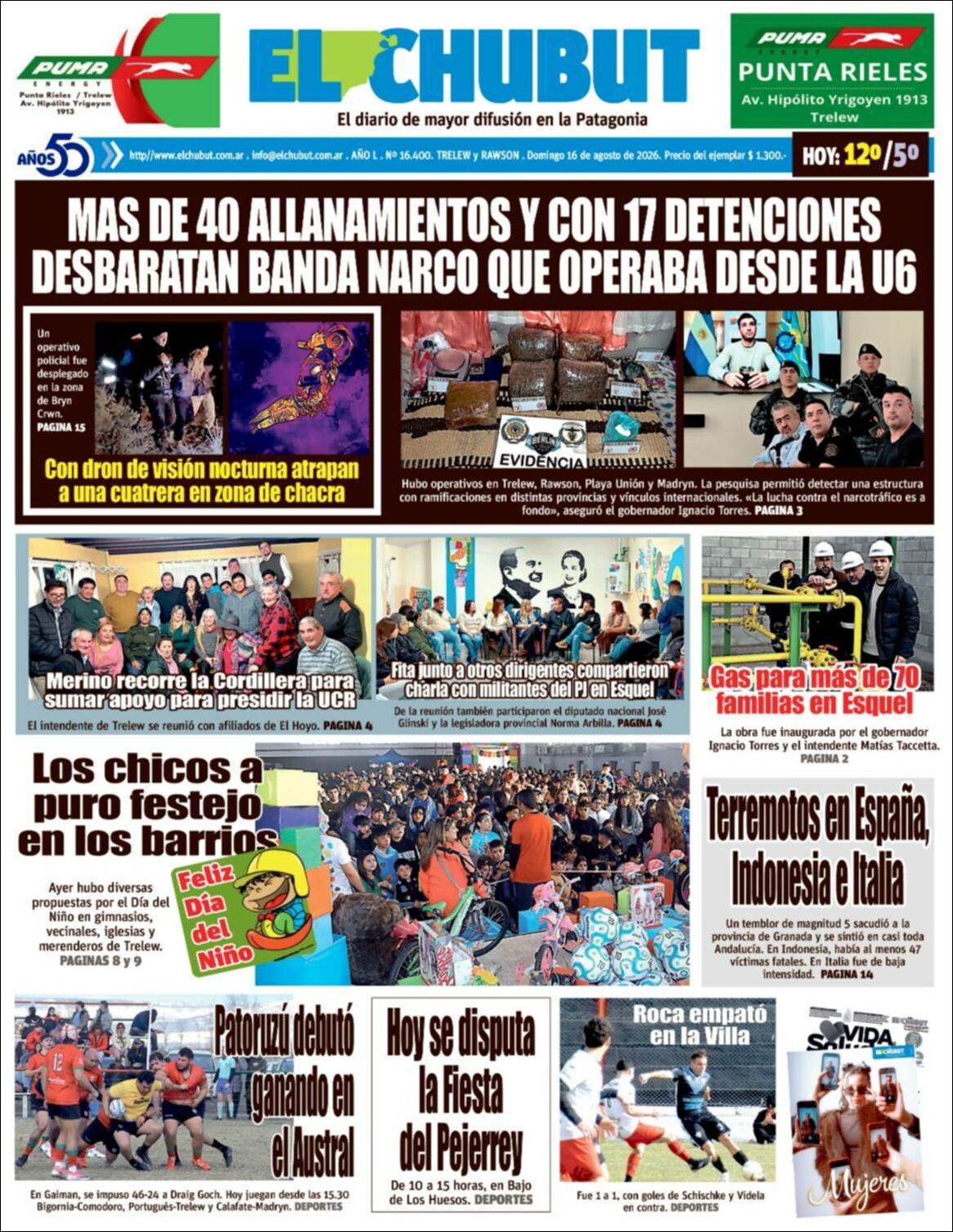Media Panel - Developments and Systems | FM HORIZONTE 106.3 - Tapa del diario El Chubut